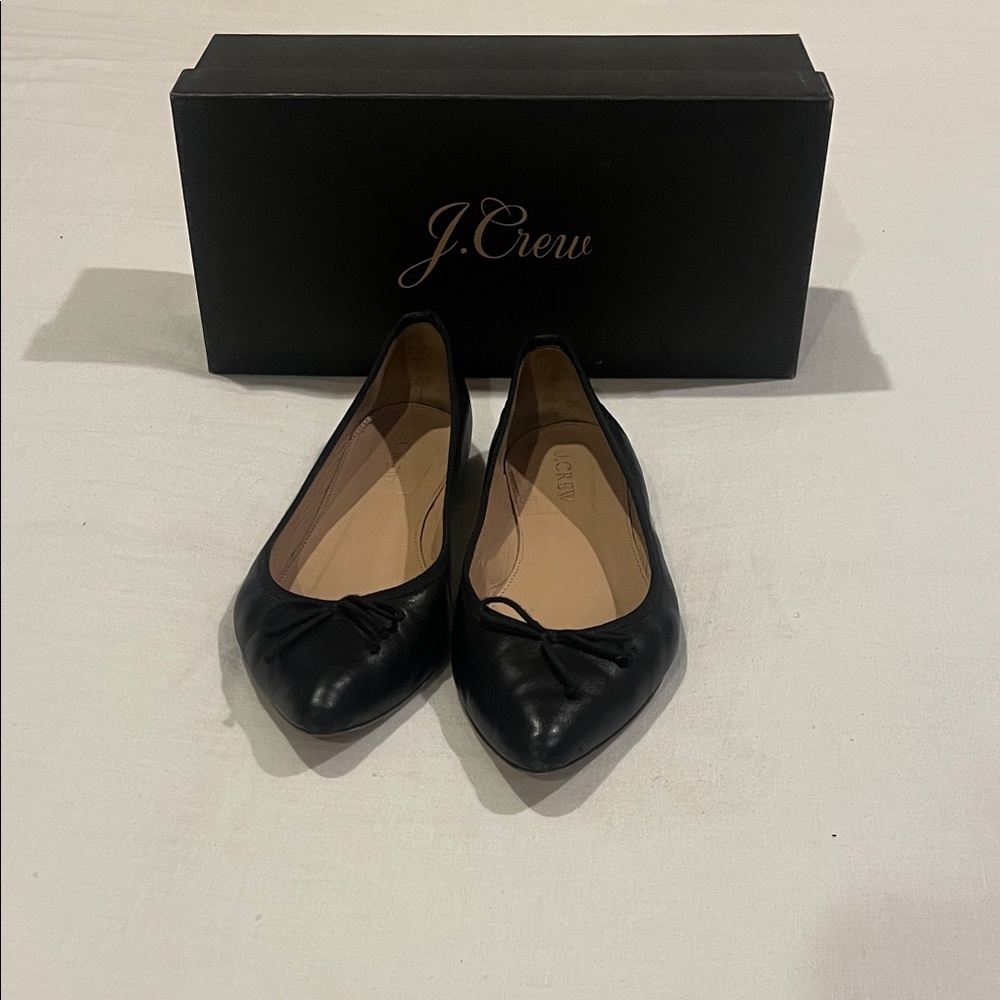 J. Crew Classic Black Leather Flats